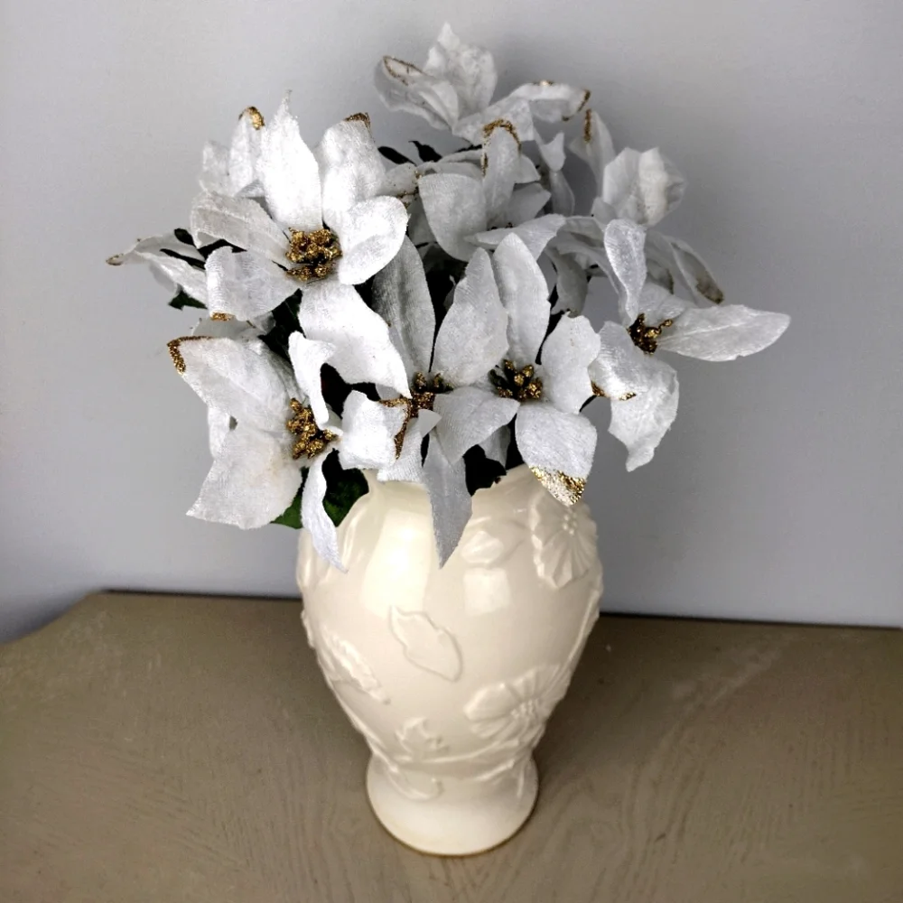 Elegant White and Gold Wintry Floral Arrangement